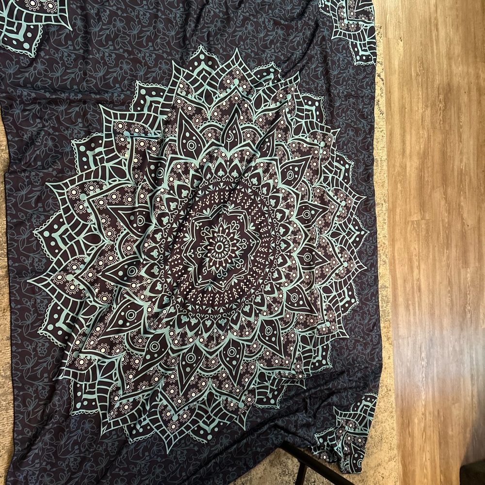 Bohemian Mandala Tapestry in Black and Blue